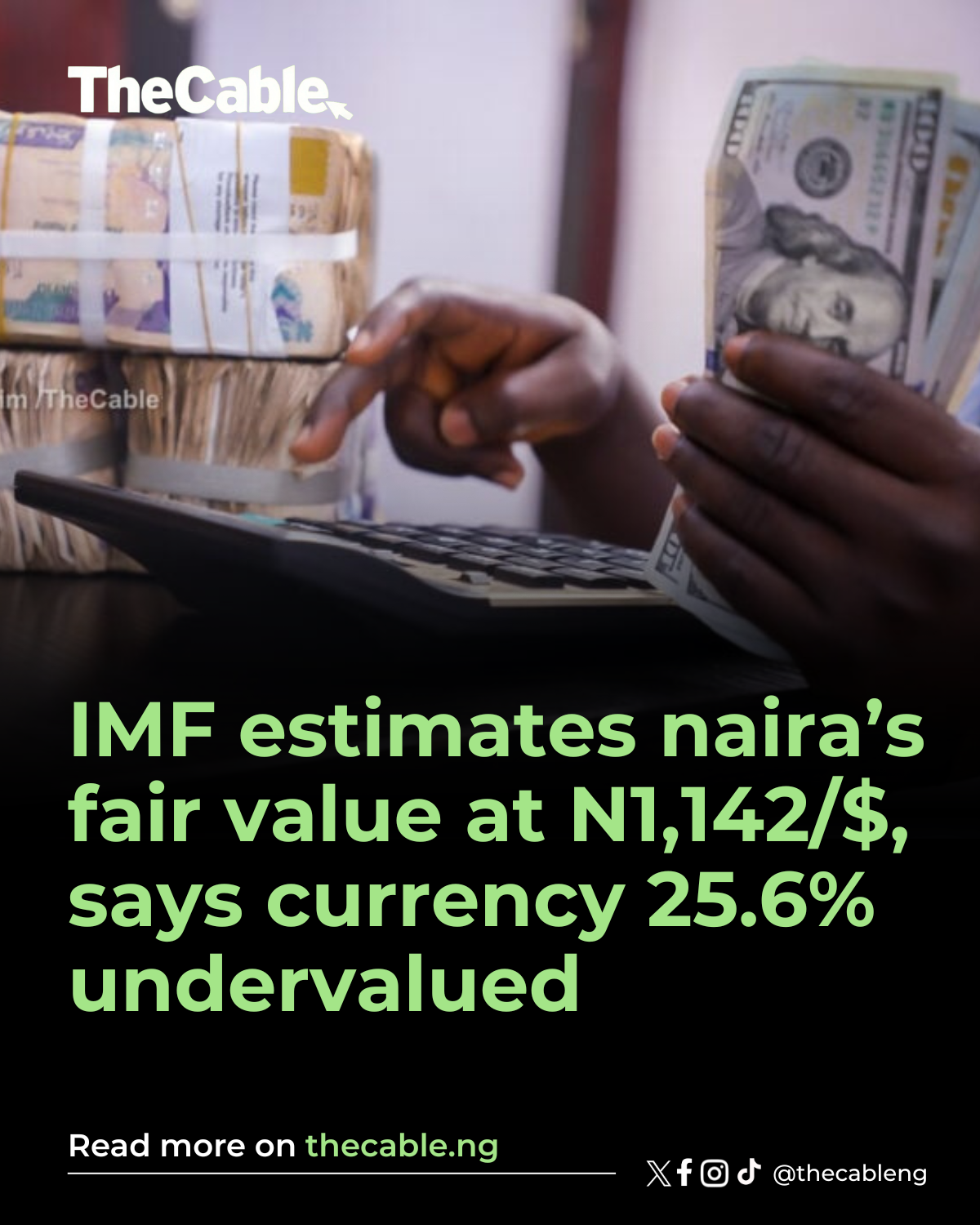 IMF estimates naira's fair value at N1,142/$, says currency 25.6% undervalued
The International Mo...