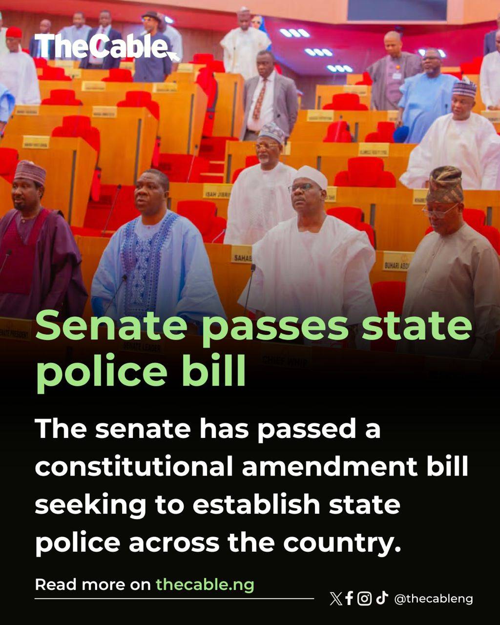 Senate passes state police bill
The senate has passed a constitutional amendment bill seeking to es...