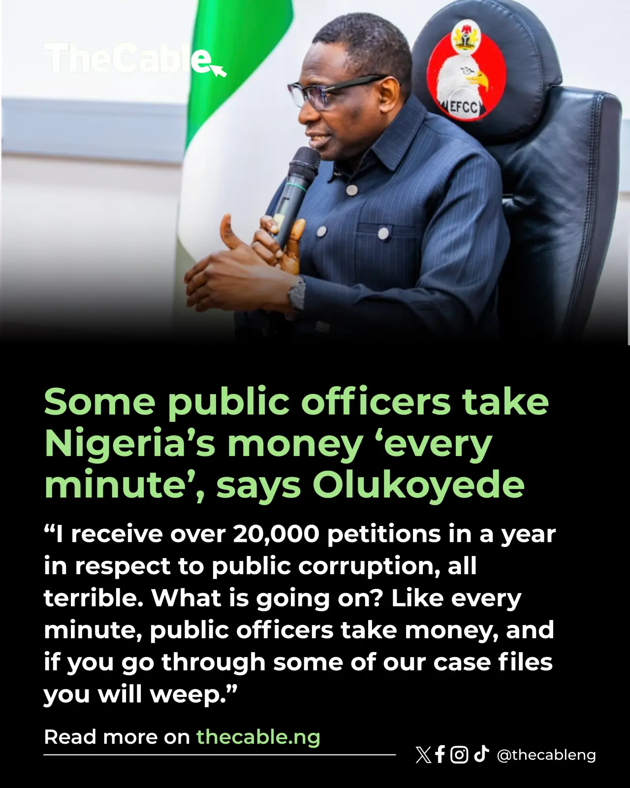 Some public officers take Nigeria’s money ‘every minute’, says Olukoyede
Ola Olukoyede, chairman o...