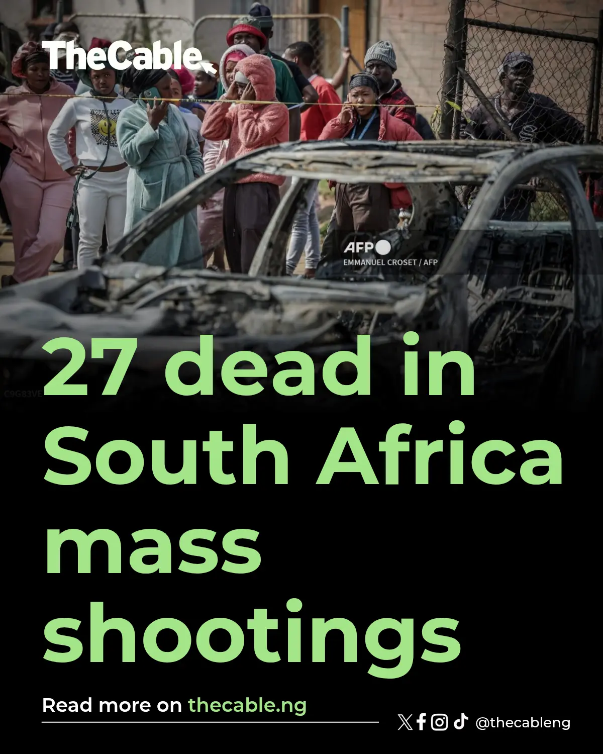 27 dead in South Africa mass shootings
At least 27 people have been killed and more than 20 wounde...