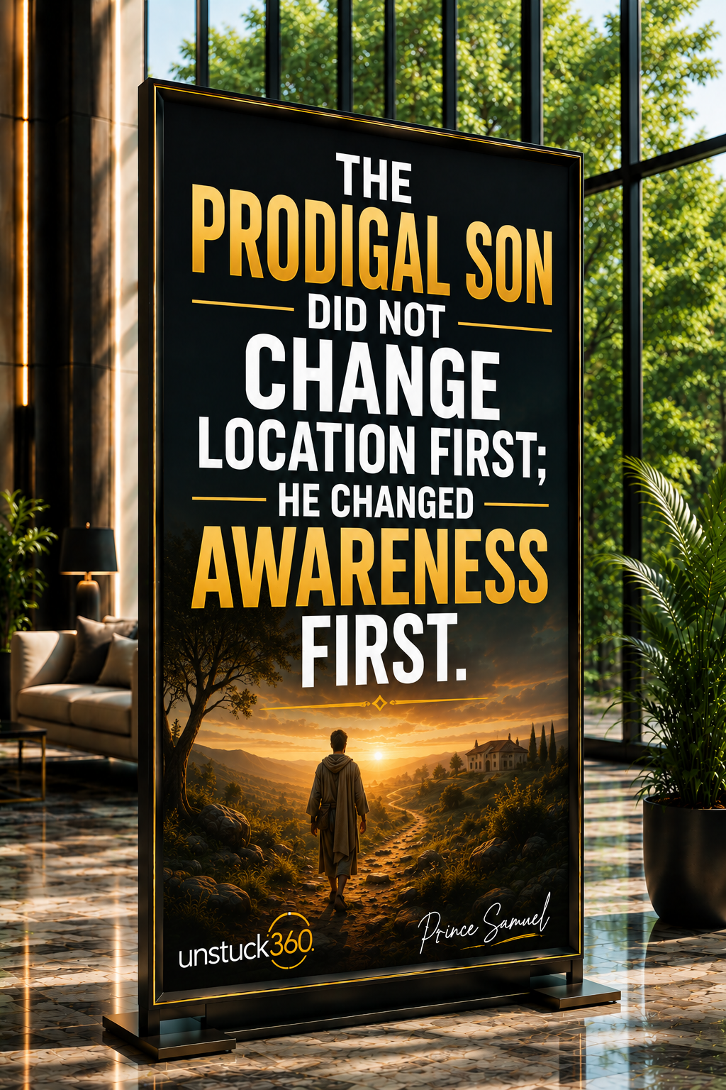 "The prodigal son did not change location first; he changed awareness first."
Awareness before acti...