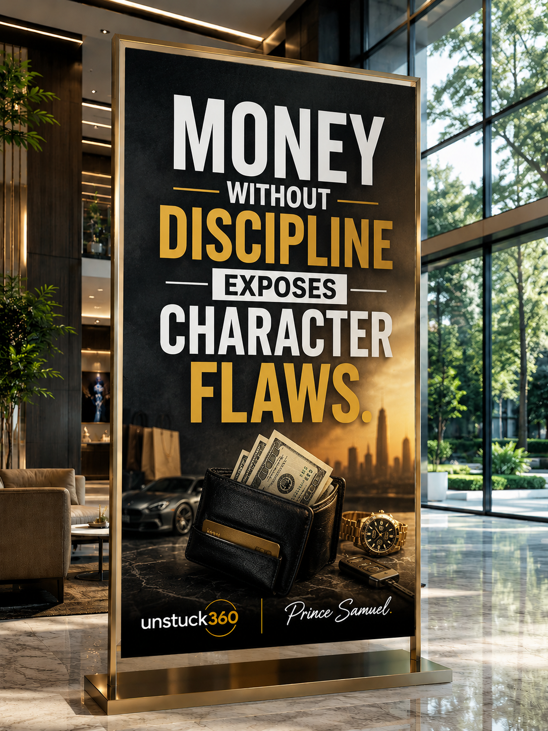 "Money without discipline exposes character flaws."
Many people believe money will fix who they are...