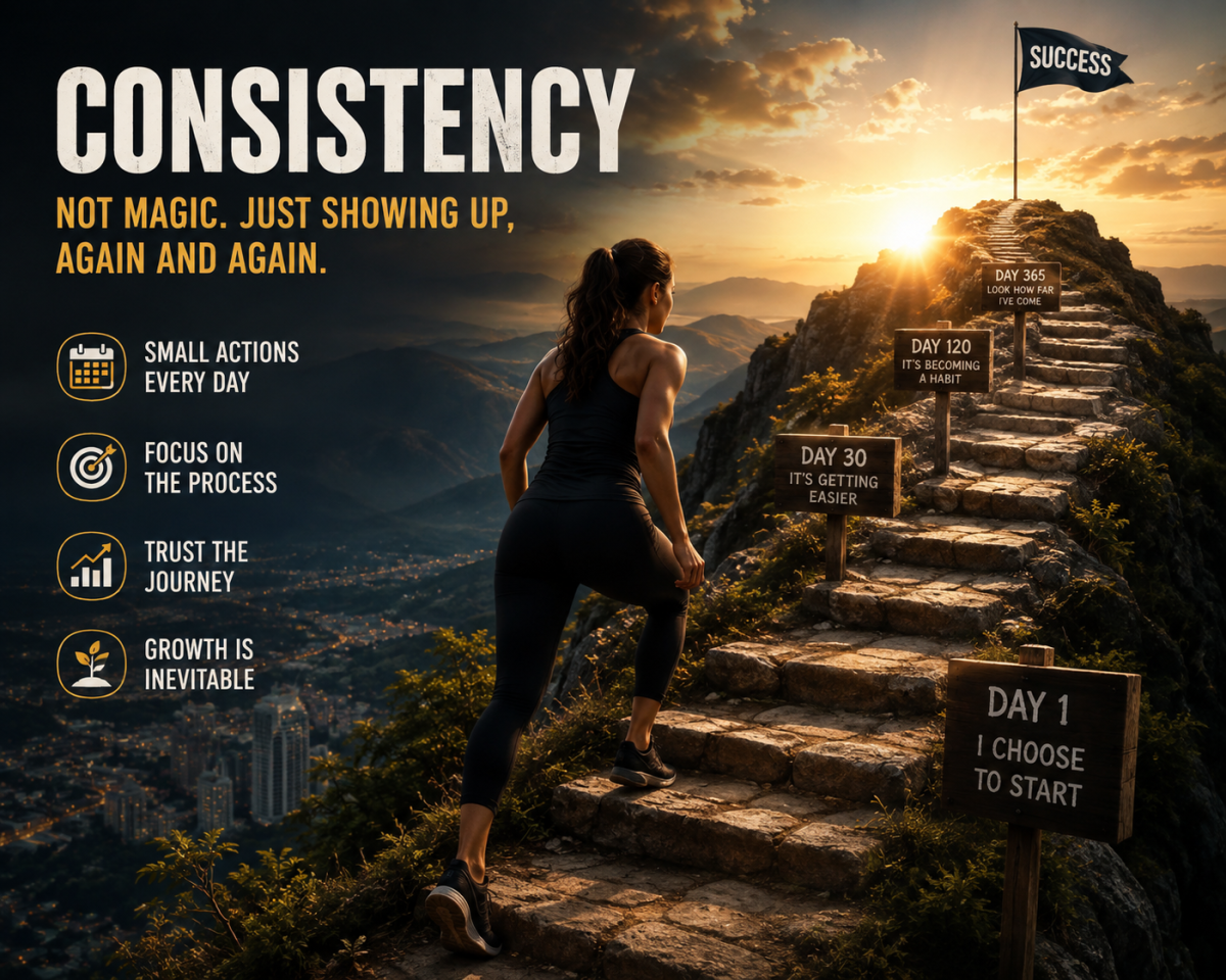 Consistency...
Not intensity. Not perfection.
Just showing up, again and again.
Consistency is what...
