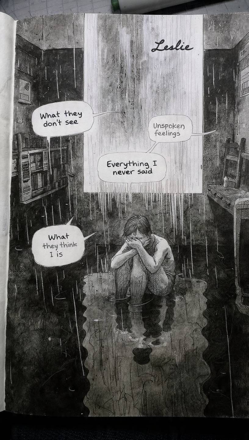 They see the smile.
They don't see the storm.
Unspoken feelings.
Everything I never said.
#Leslie...