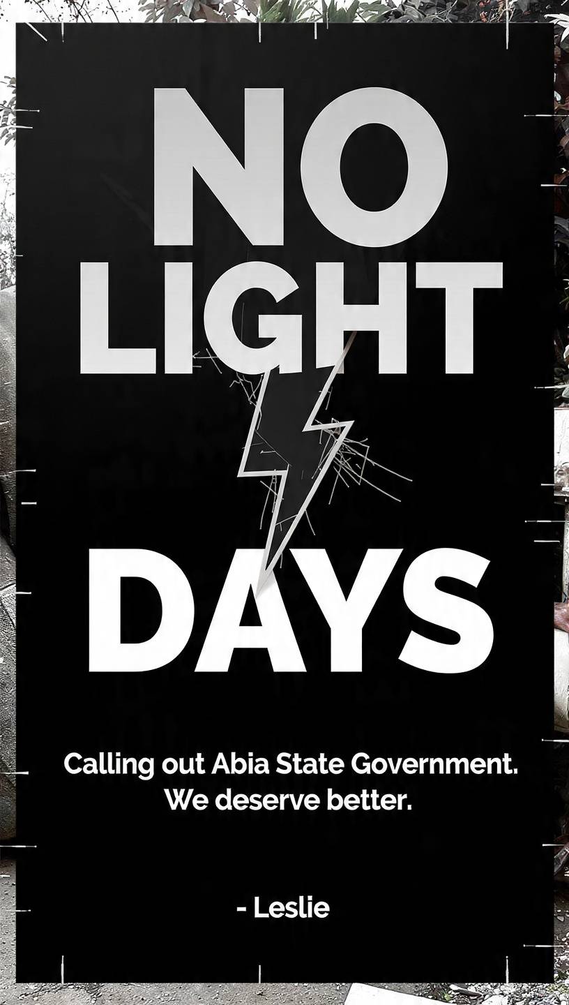 Calling out @Abia State Government & @Geometrics:
It’s been days with no light in our area.
Busine...