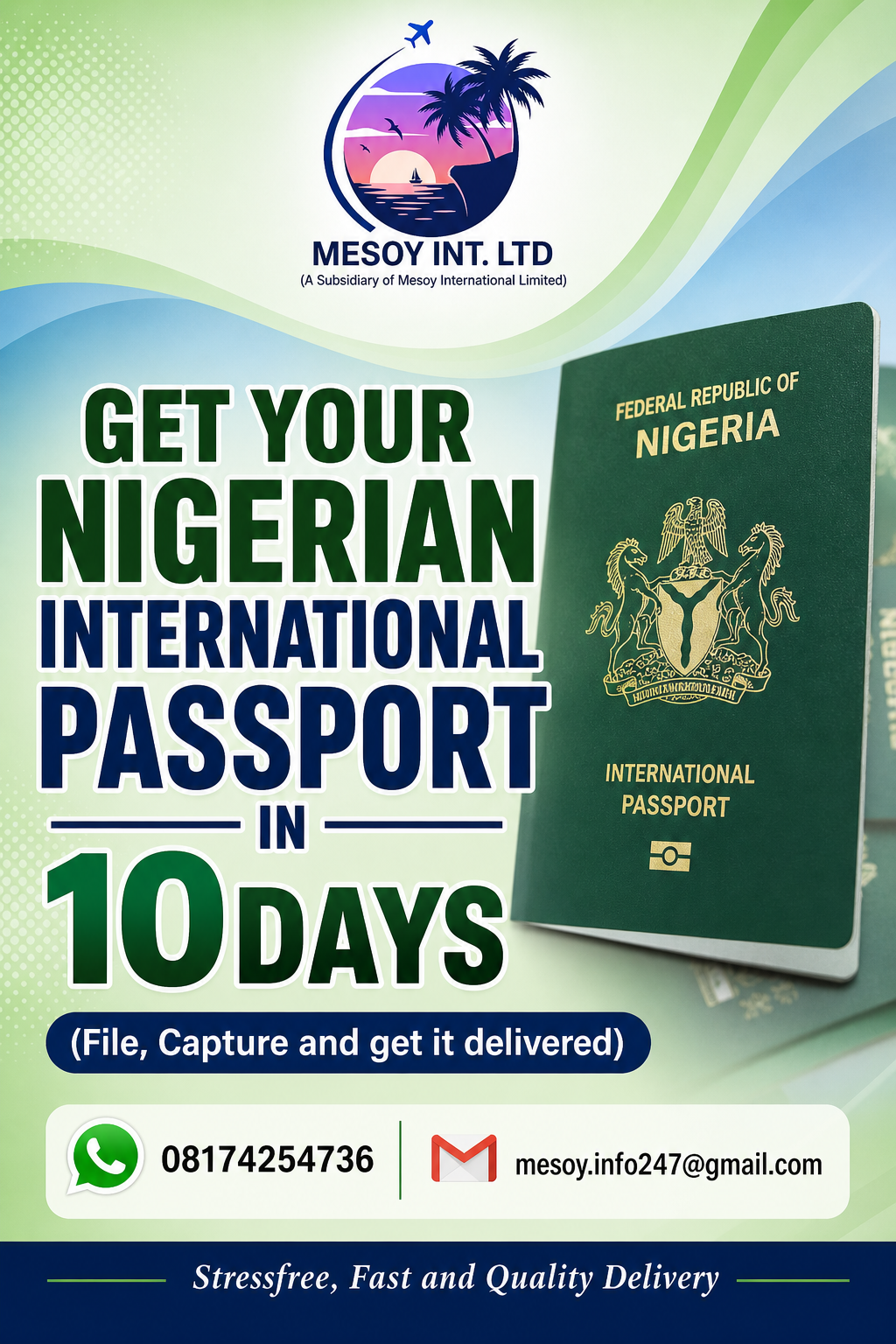 โ๏ธ GET YOUR NIGERIAN INTERNATIONAL PASSPORT IN JUST 10 DAYS! ๐ณ๐ฌ
โ
File
โ
Capture
โ
Delivered Str...