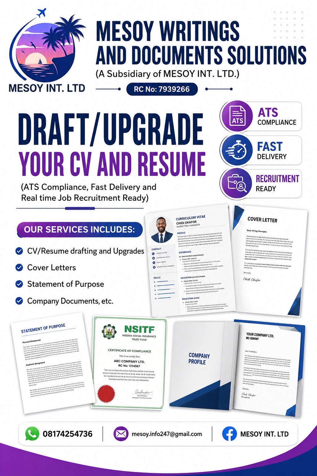 I create and revamp CV/Resume to International Standards.