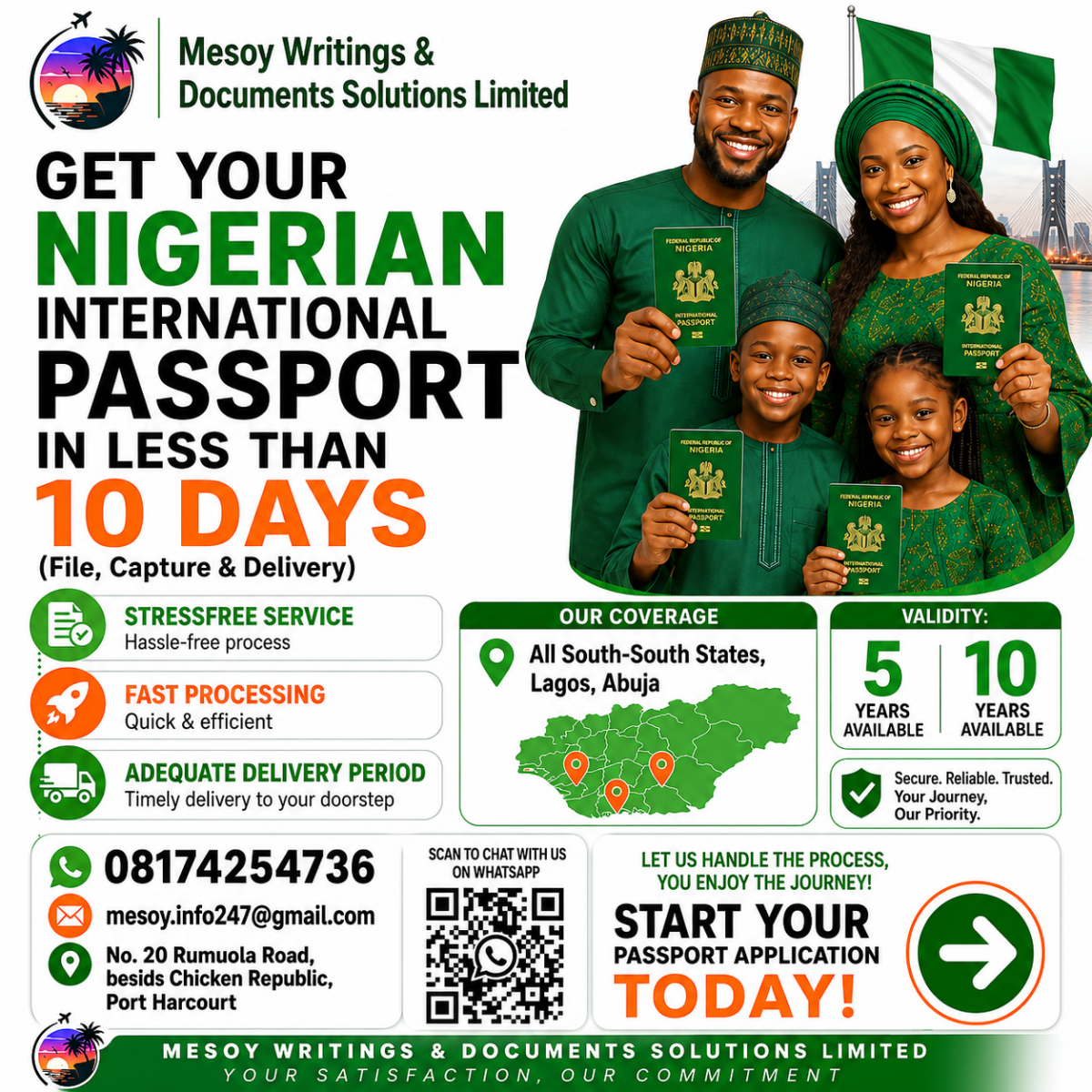 Are you in Lagos, Ph, Bayelsa, Abuja, Edo, Delta, Akwa-Ibom, Cross River..
We handle your Nigerian...