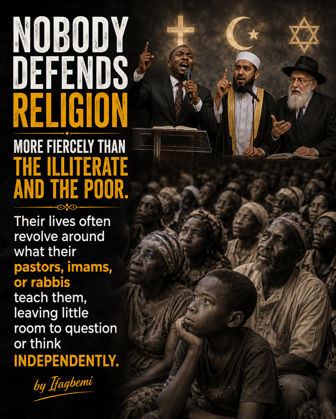 Humanity, not religion... Mo wi ire.