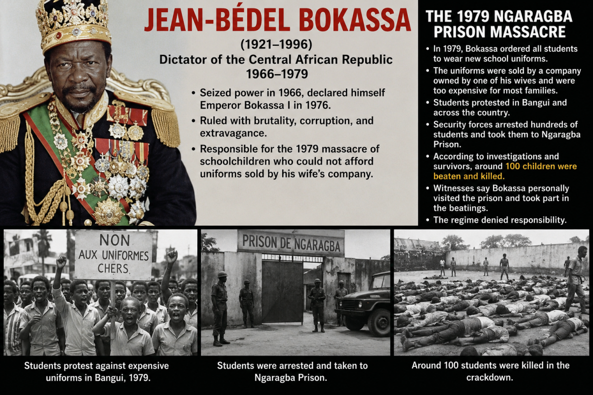 Here is a historical summary about Jean-Bédel Bokassa and the tragic events involving schoolchildren...