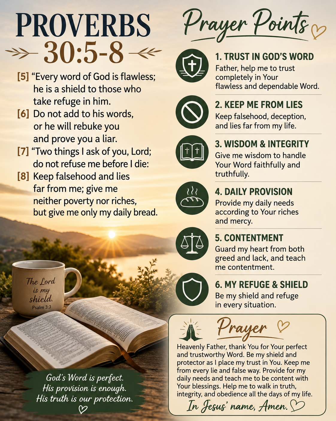 This passage from Book of Proverbs teaches three powerful truths:
God's Word is perfect and trustwor...