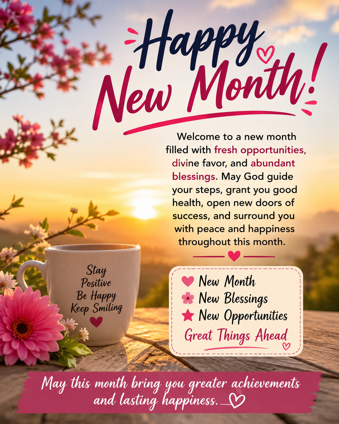 Happy New Month! ๐ท
Welcome to a new month filled with fresh opportunities, divine favor, and abunda...