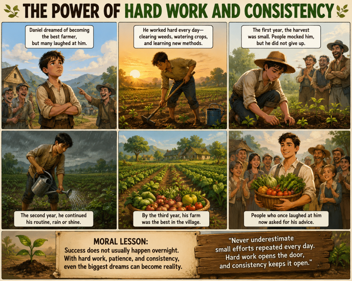 The Power of Hard Work and Consistency
In a small village lived a young boy named Daniel. He dreamed...