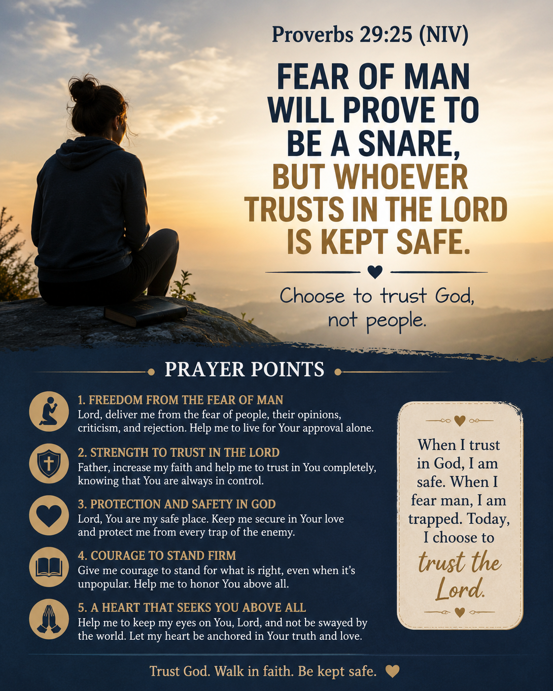 That verse speaks directly to the trap of living for other people’s approval:
> “Fear of man will p...
