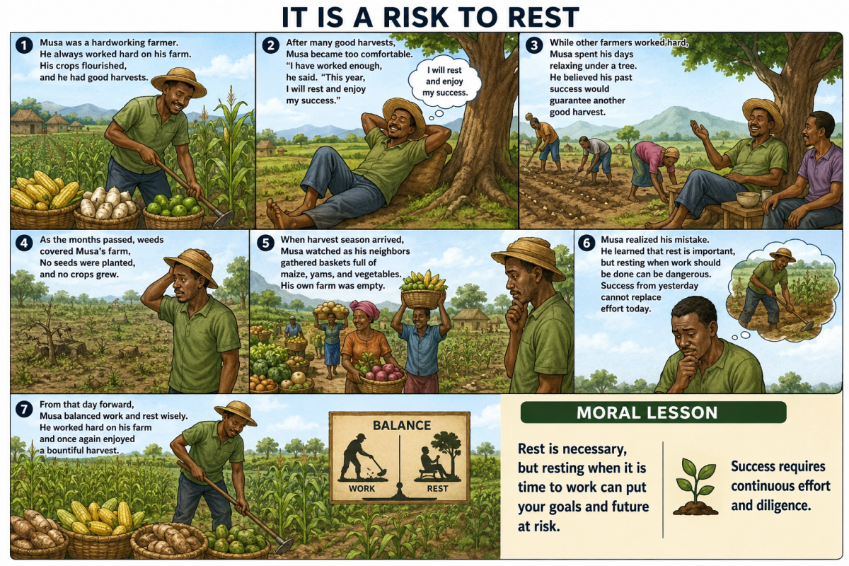 It Is a Risk to Rest
In a small village, there lived a hardworking farmer named Musa. Every plantin...