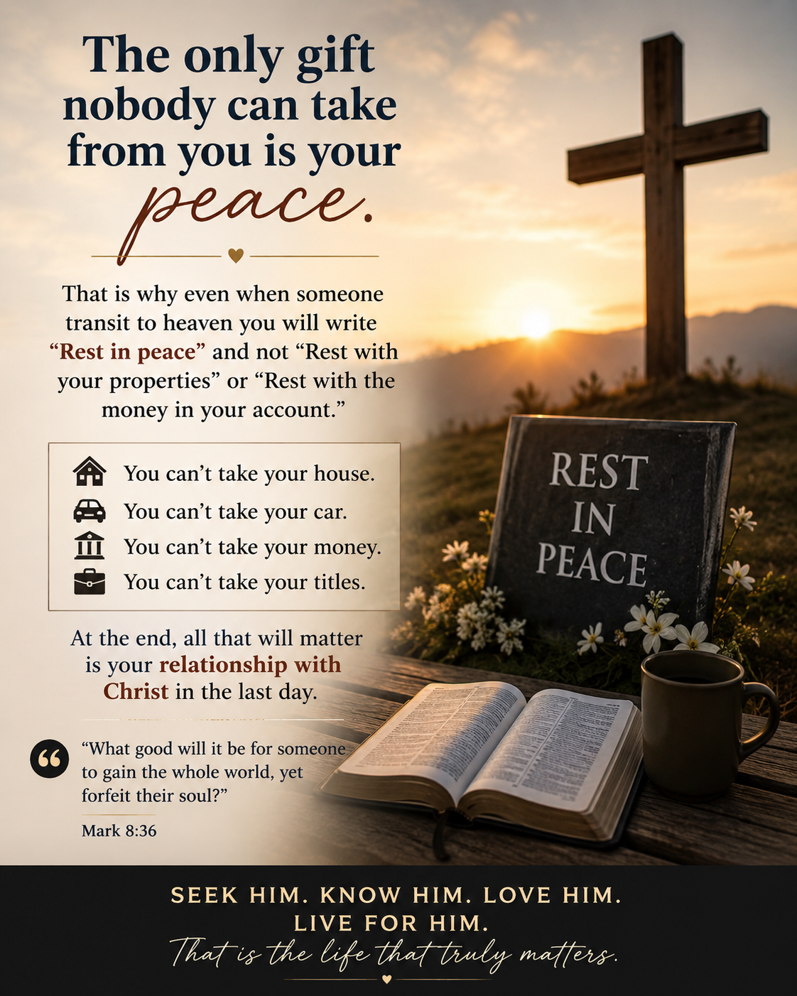 The only gift that no one can truly take away from you is your peace. That is why, when someone depa...