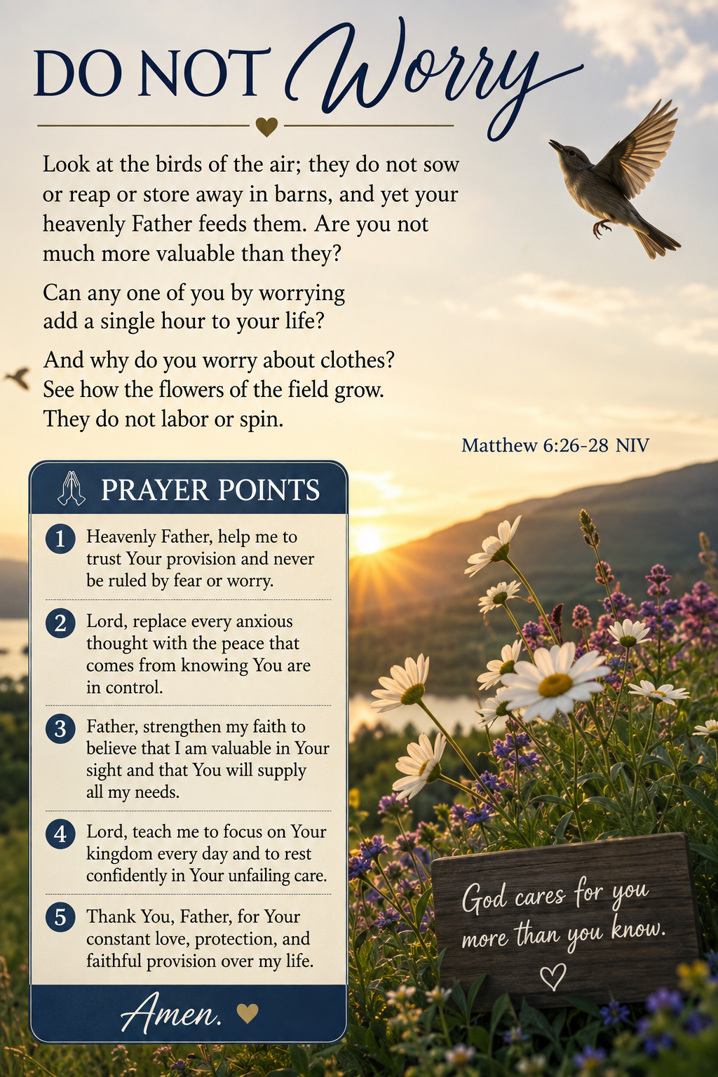 Reflection on Matthew 6:26–28 (NIV)
Jesus points us to two simple teachers in nature—the birds and...