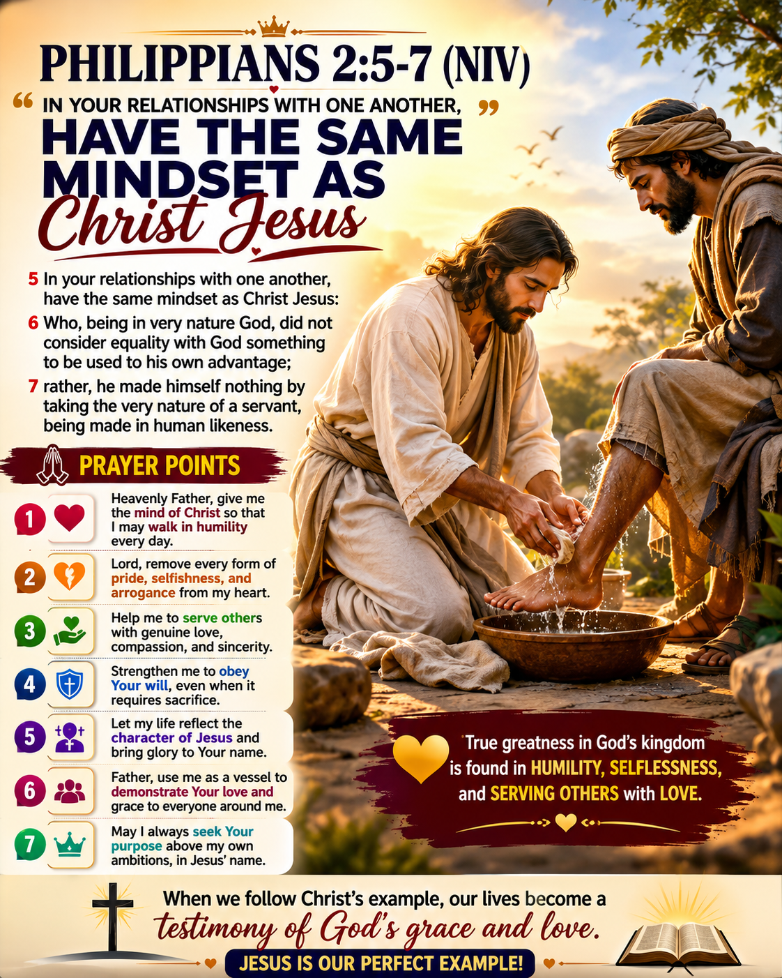 Reflection on Philippians 2:5–7 (NIV)
Epistle to the Philippians 2:5–7 reveals the perfect example...