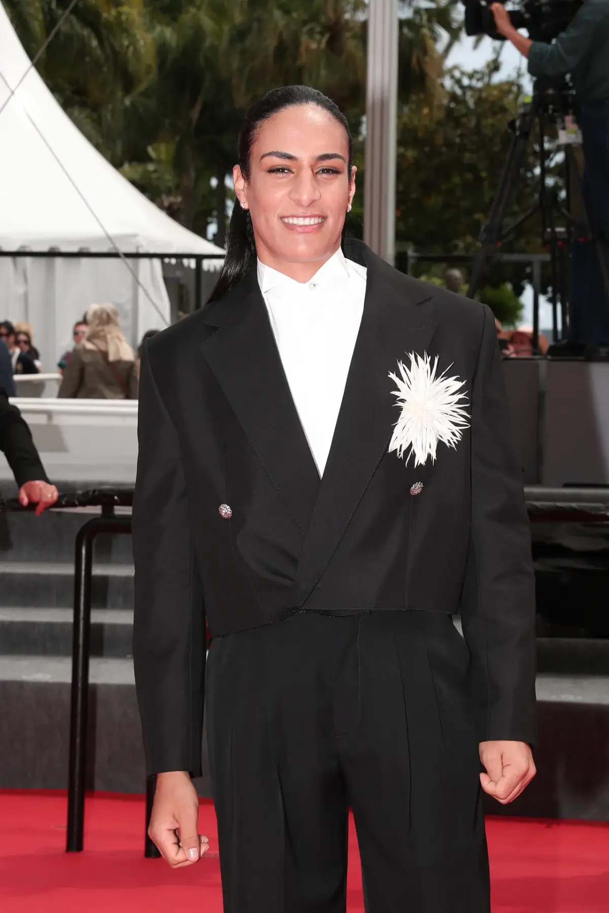Algerian boxer and 2024 Olympic gold medalist Imane Khelif wore custom Chanel by Matthieu Blazy to t...
