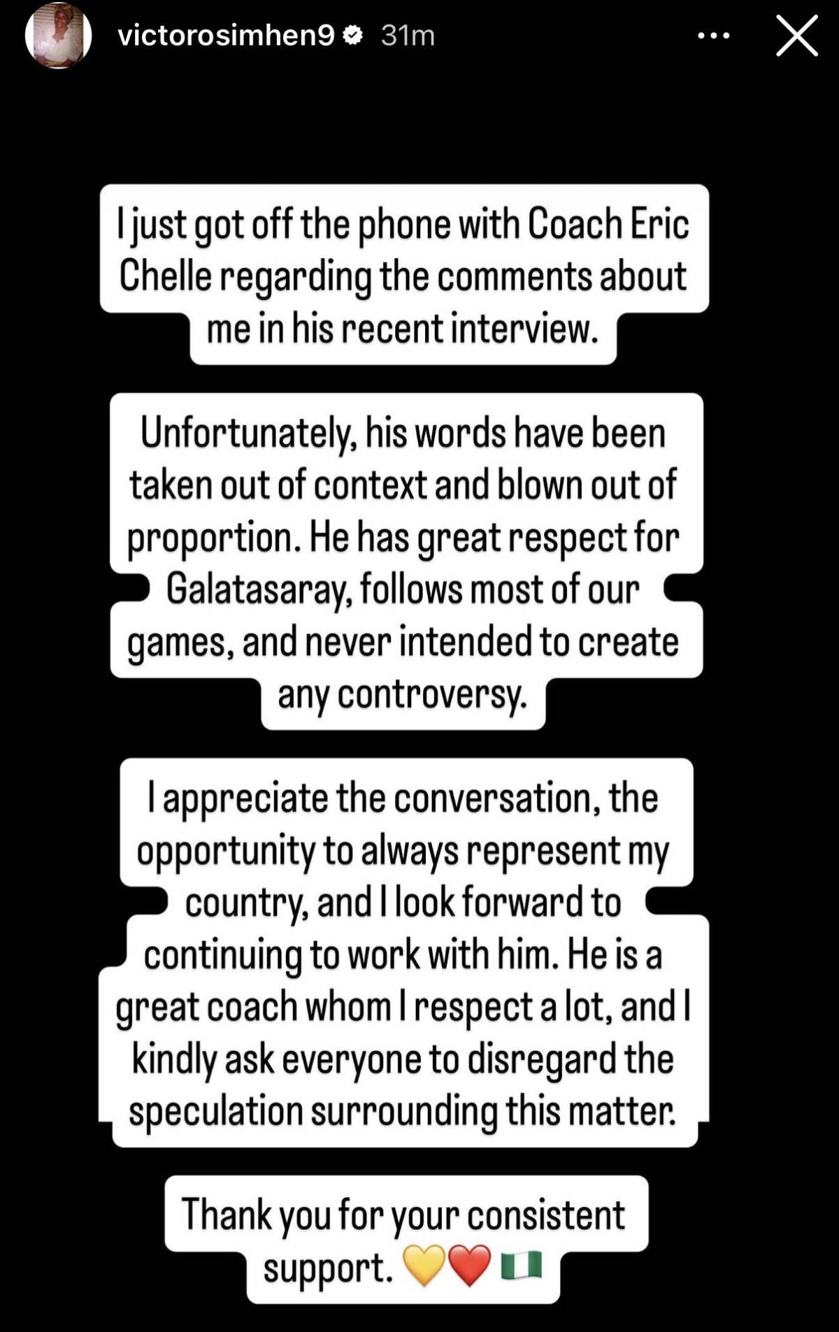 ⚽ Victor Osimhen cleared the air following #SuperEagles' coach Eric Chelle’s comments about his abs...