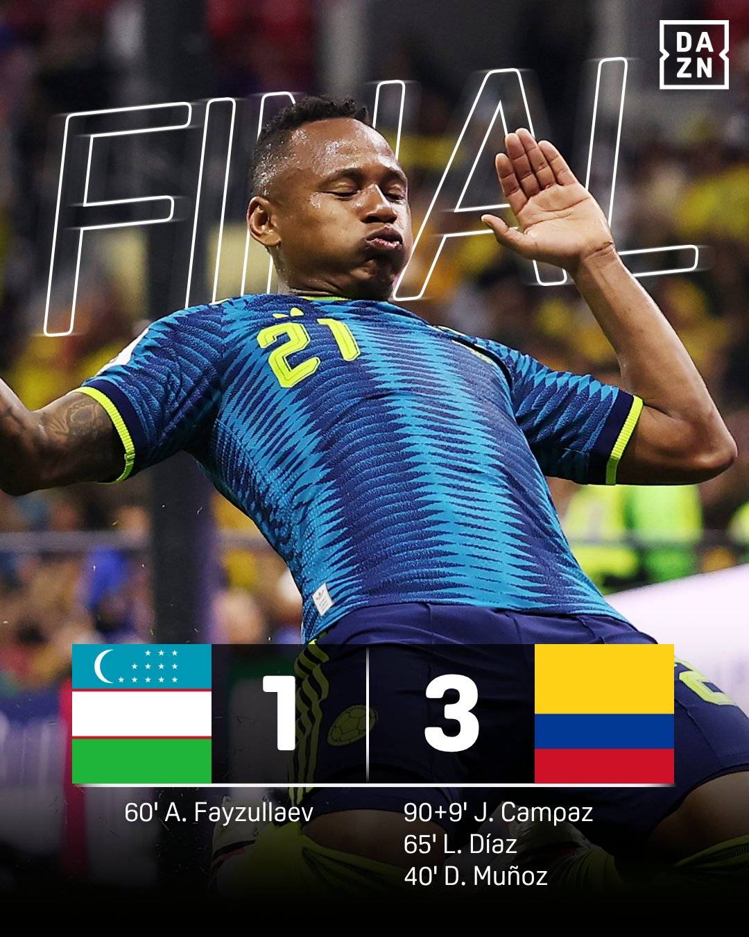 Luis Díaz delivered on his World Cup debut, with a goal and a brilliant assist, leading Colombia to...