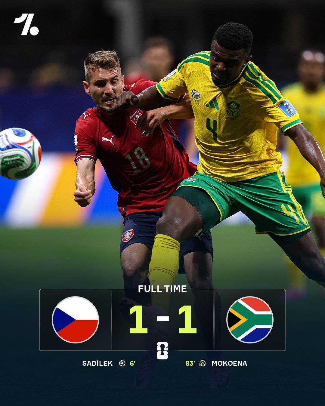 Tehobo Mokoena scored South Africa's first #FIFAWC2026 to bring them level at 1-1 vs. Czechia.
Baf...