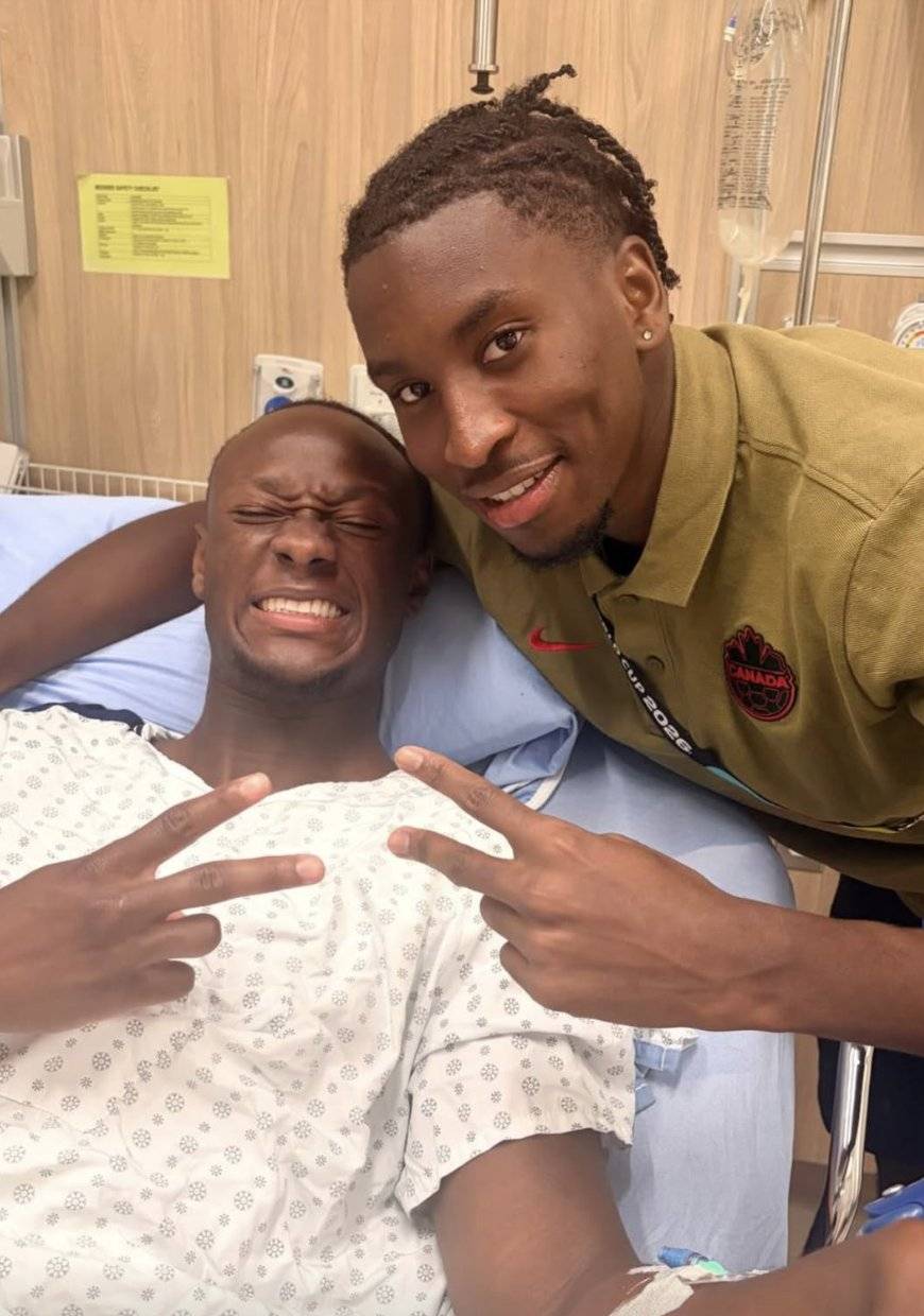 Canada's star player Ismaël Koné, who suffered a devastating leg break during his side's historic 6-...