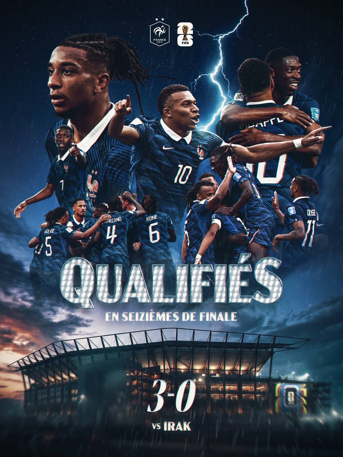 France has secured a spot in the Round of 32 🌟
Kylian Mbappé has now 3 goals in 2 games at the #FI...