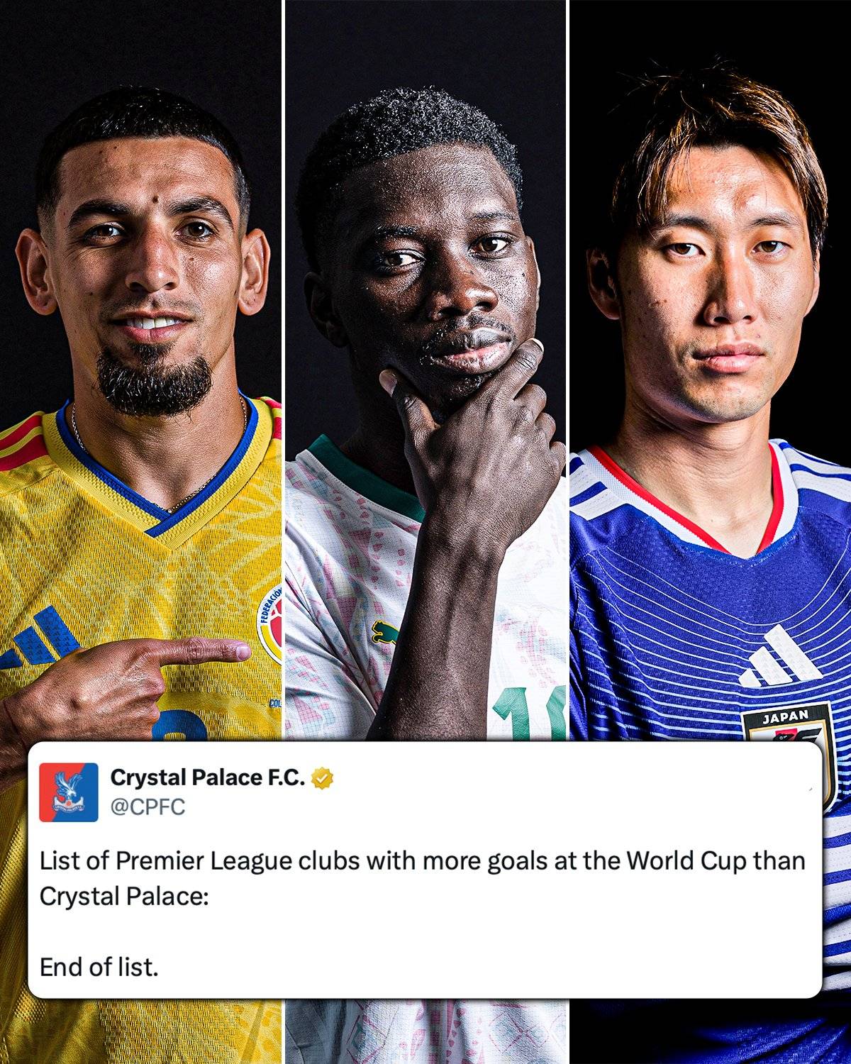 ⚽ Fun fact: Crystal Palace players have scored the most #FIFAWC2026 goals of any Premier League clu...