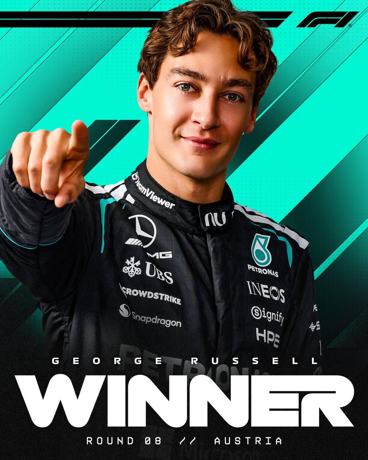 Mercedes' George Russell won the #AustriaGP 🥇
🥈Max Verstappen got second place.
🥉Kimi Antonelli...