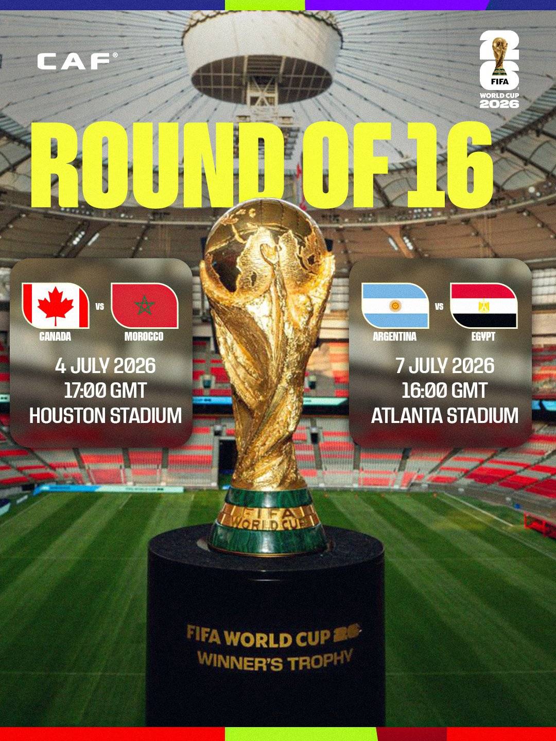 Africa marches on 🌍❤️
Morocco🇲🇦 and Egypt🇪🇬 are ready for their #FIFAWC2026 Round of 16 clashes a...