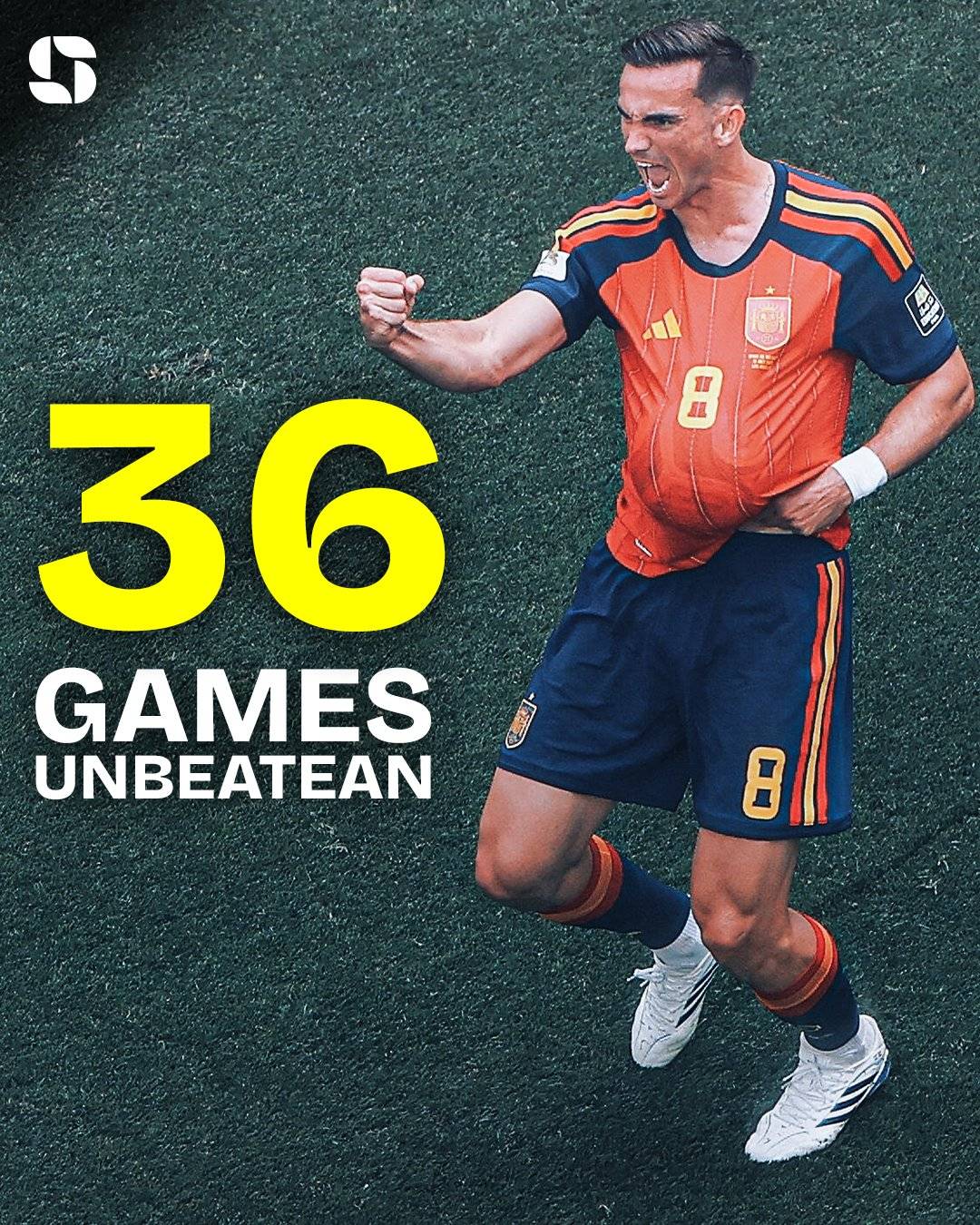 Spain are now unbeaten in their last 36 games, a new national record. They’re now just one match awa...