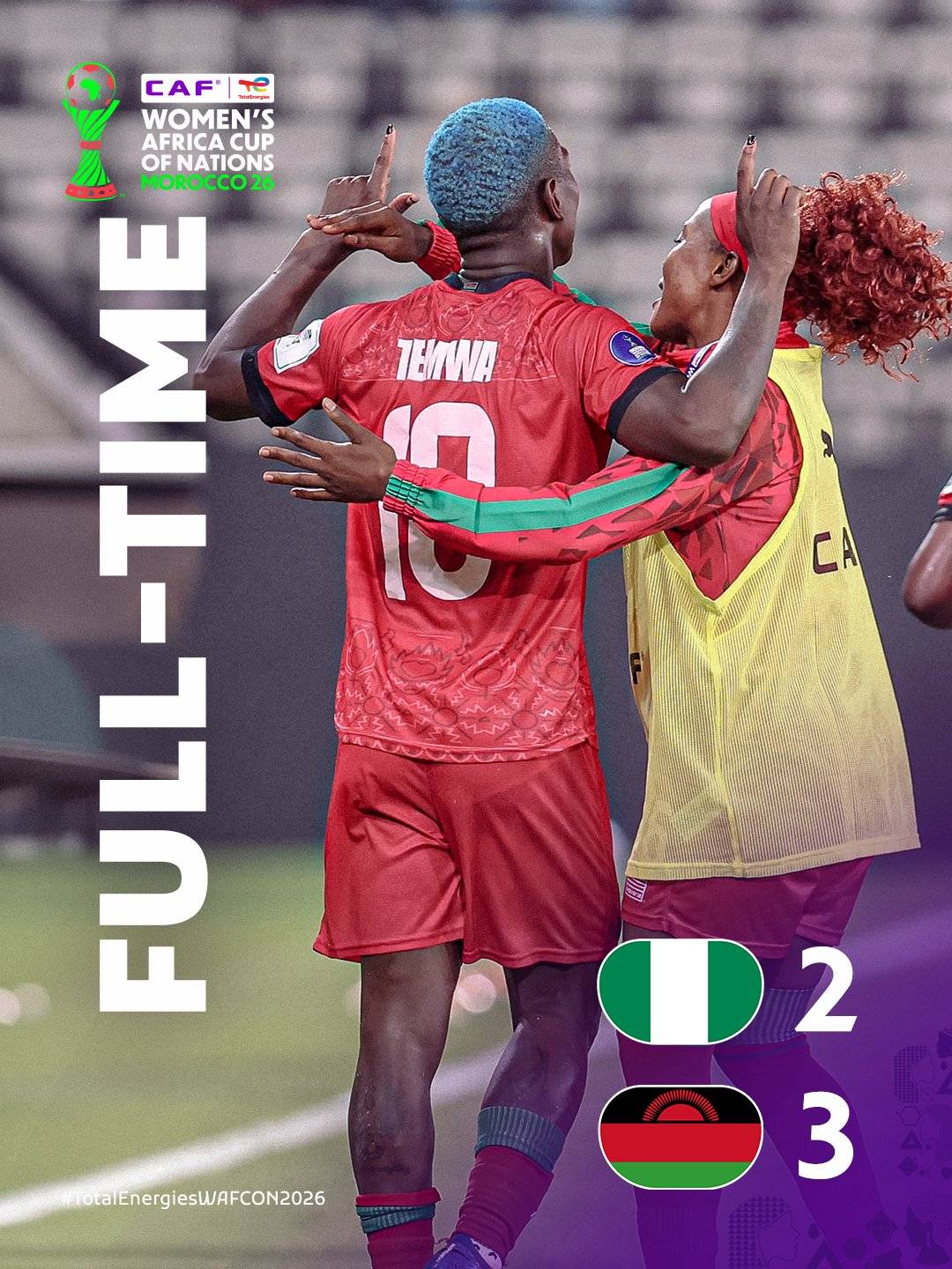 ⏱️ Full-time: 🇳🇬 Nigeria 2 - 3 Malawi 🇲🇼
A tough night in Rabat as the Súper Falcons🇳🇬 sadly felt s...