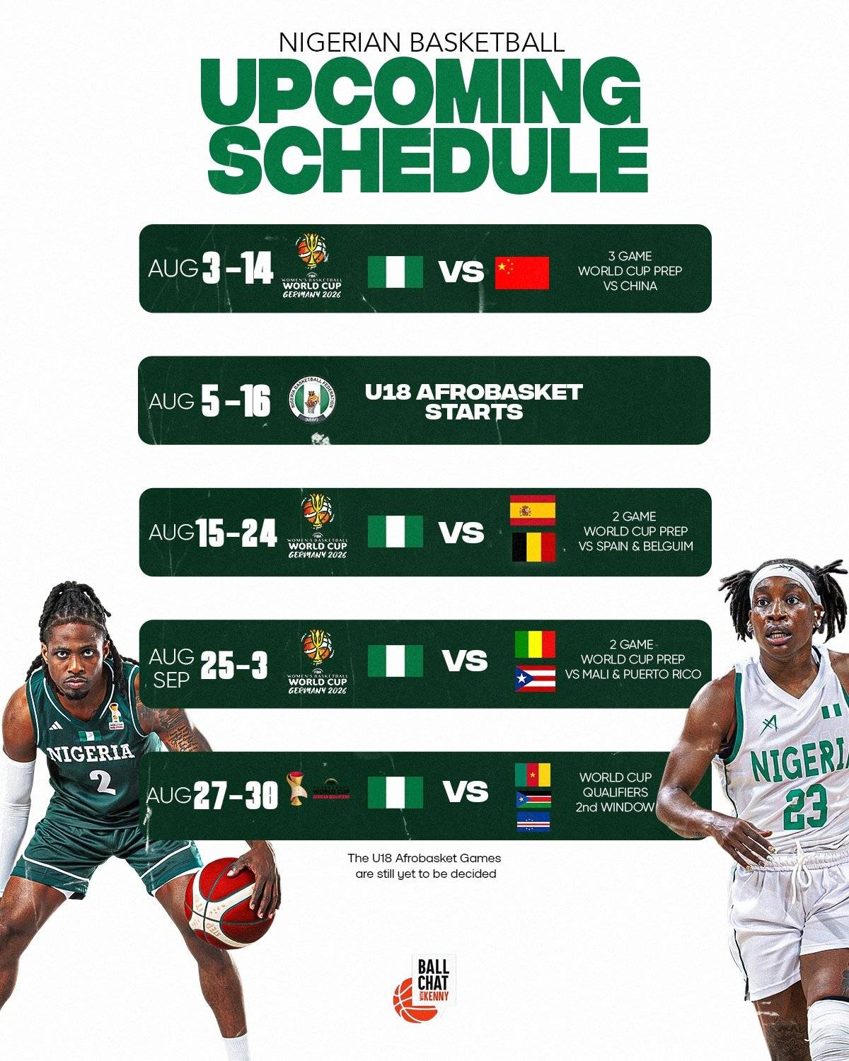 August will be a stacked month of pure basketball action for Nigeria π―ππ³π¬
ποΈ August 3rd -14th: D'...