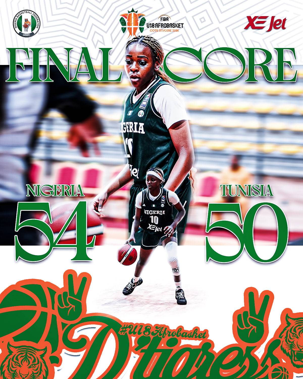 U18 D’Tigress🇳🇬 edge Tunisia🇹🇳 in a tightly contested battle.
⏱️ Final: Nigeria 54 — 50 Tunisia
F...