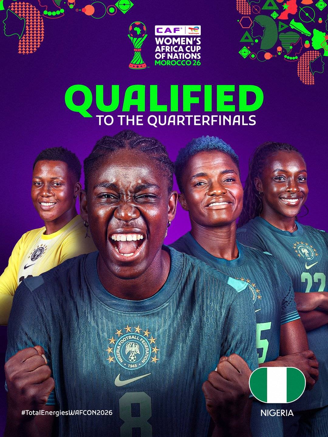 The Journey Continues for The Queens π
β±οΈ Full-time: πͺπ¬ Egypt 2 - 6 Nigeria π³π¬
Nigeria are into t...