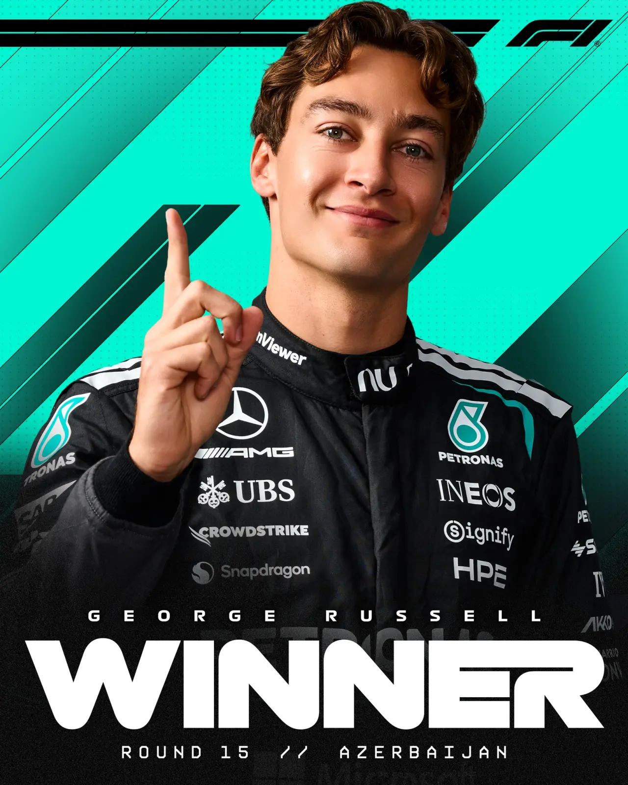 #Mercedes' George Russell has joined the illustrious Grand Slams club after his Azerbaijan Grand Pri...