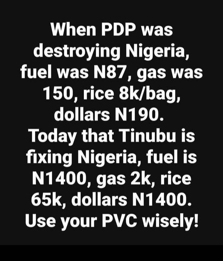 ๐ I Am So Confused Here: PDP has destroyed Nigeria While APC is fixing Nigeria ๐
#TinubuIsFixingN...