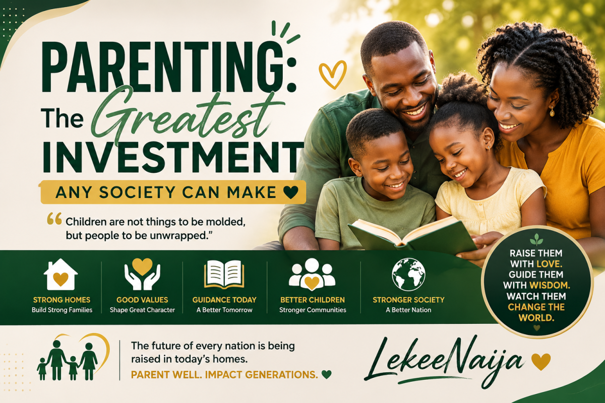 π¨βπ©βπ§βπ¦ PARENTING: The Greatest Investment Any Society Can Make β€οΈ
A child is not born with val...