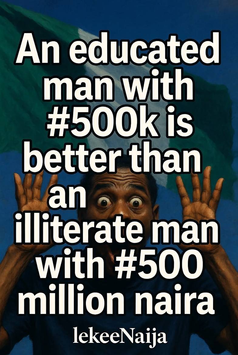 "An educated man with 500k is better than an illiterate with 500m"
If dem never kpai some motivatio...