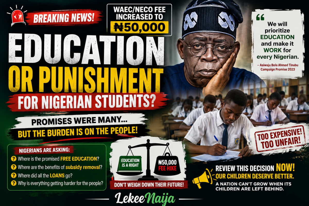 🚨TRENDING: ₦50,000 FOR WAEC? IS EDUCATION NOW A LUXURY IN NIGERIA? 🇳🇬💔
The Federal Government has...