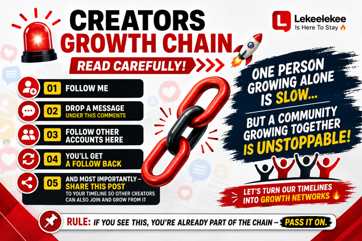 π CREATORS GROWTH CHAIN β READ CAREFULLY! π
If you are a content creator, business owner, or tryi...