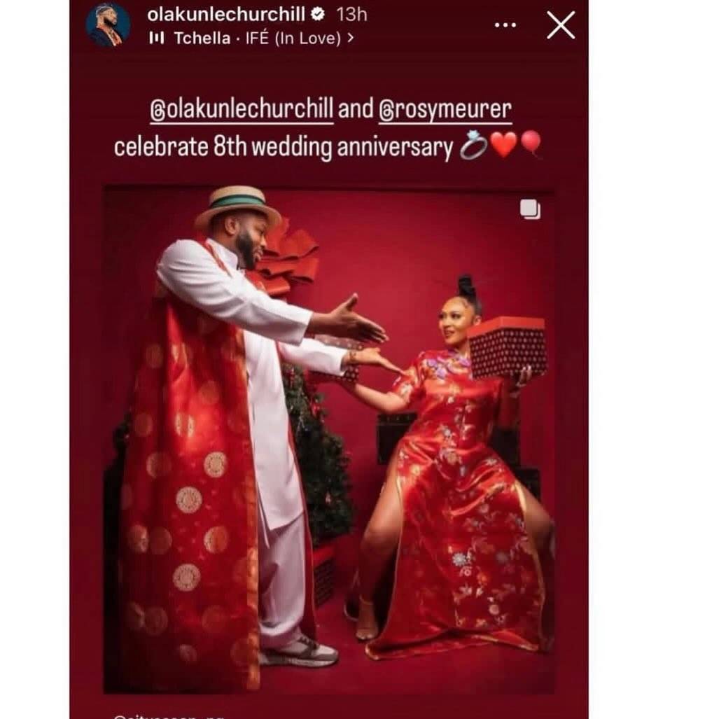 Hours after Olakunle Churchill claimed he was never married to actress Rosy Meurer, social media use...