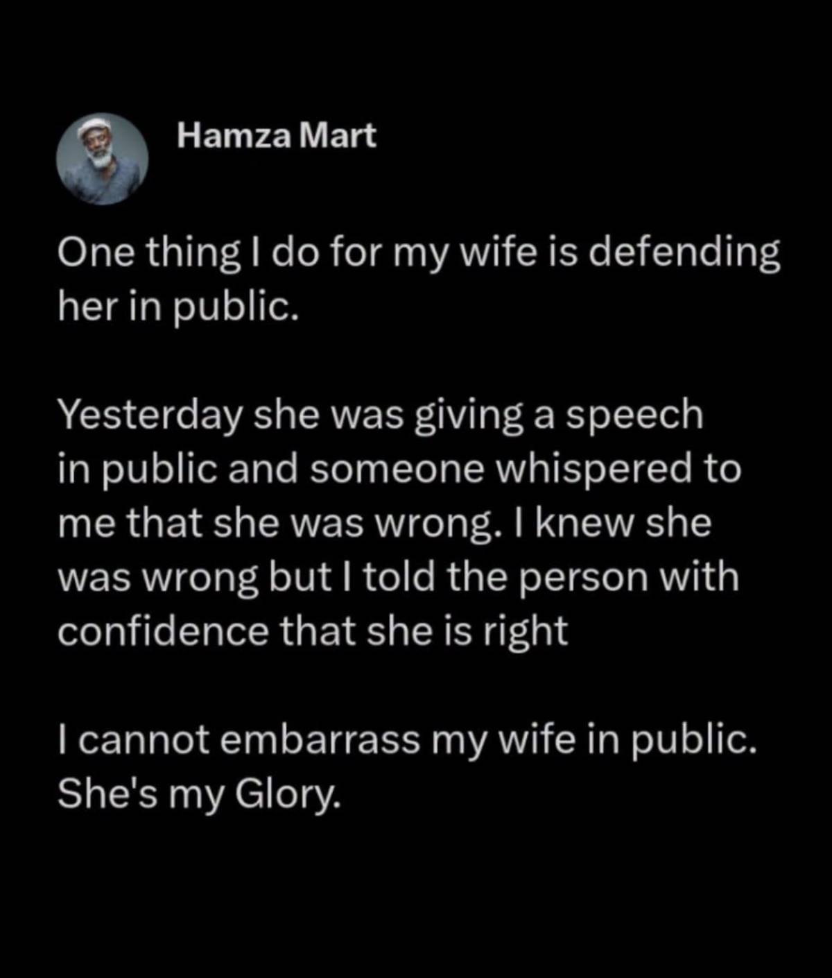 Supporting your spouse in public is a beautiful thing, but we must understand the difference between...