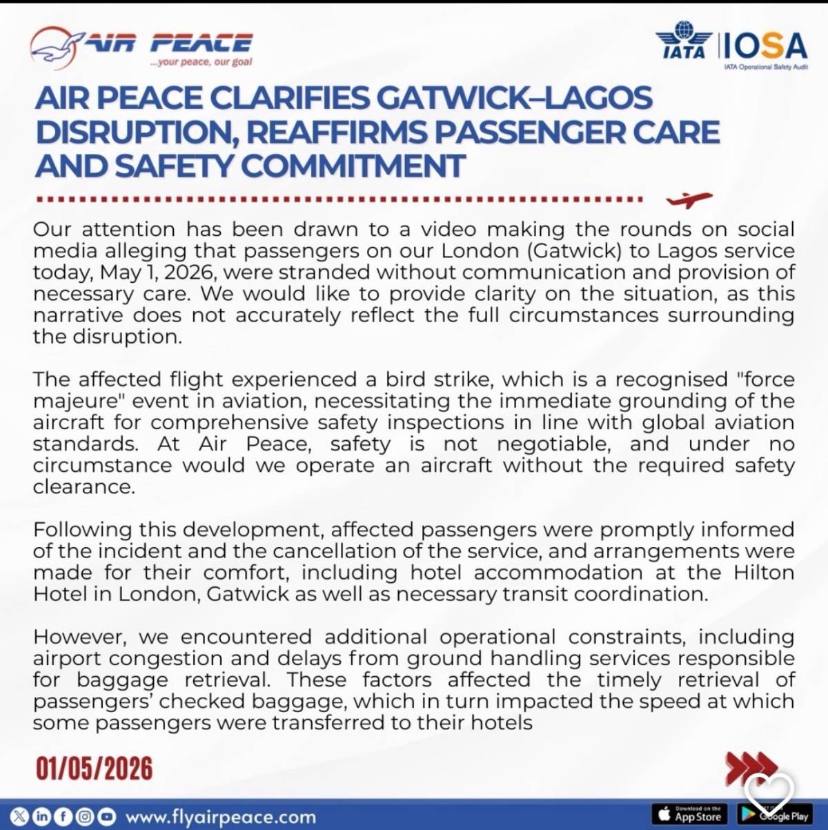 Air peace reacts to video by Nollywood Actress Funke
