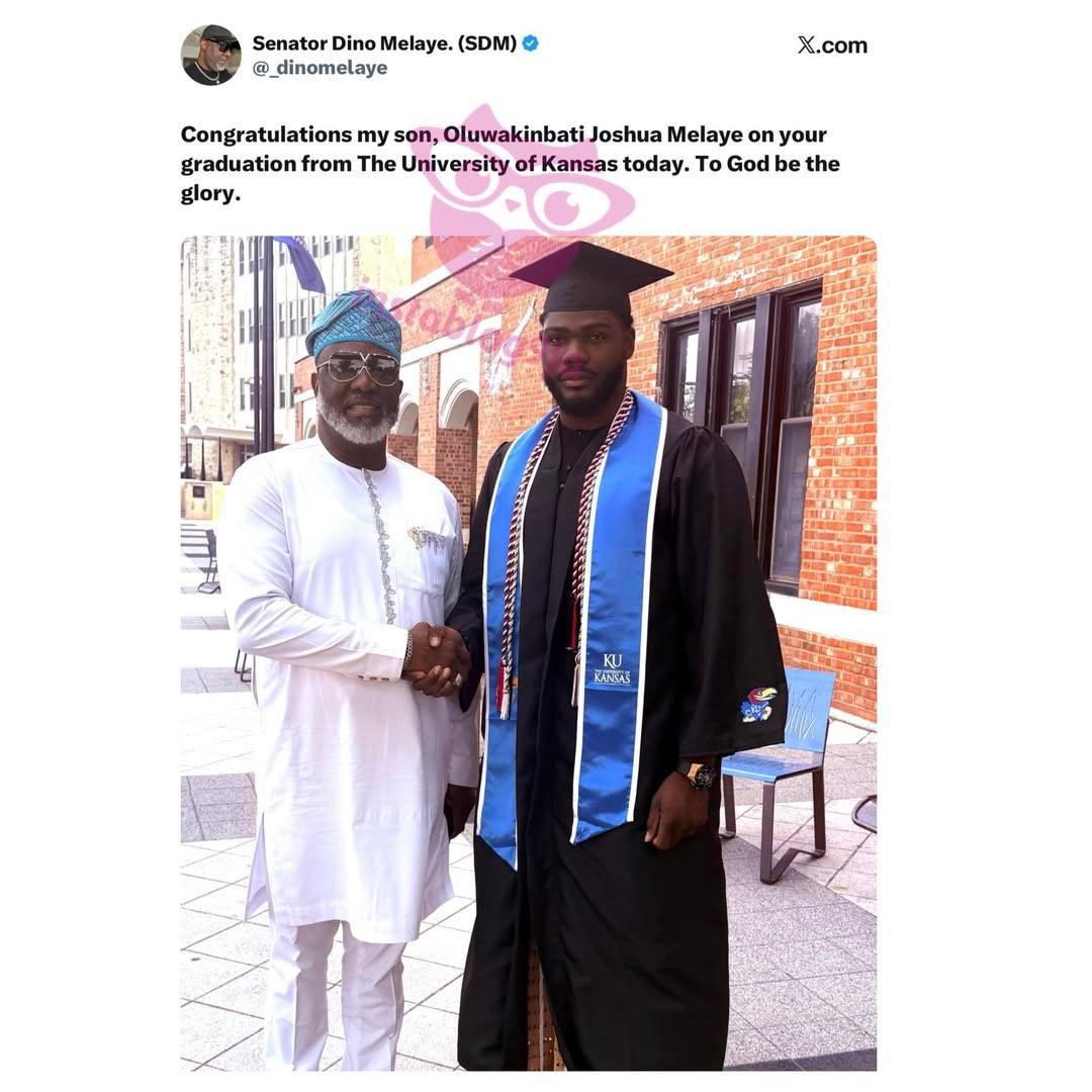 Dino Melaye makes a post on X Celebrating his Son’s Graduation From University of Kansas in the U.S