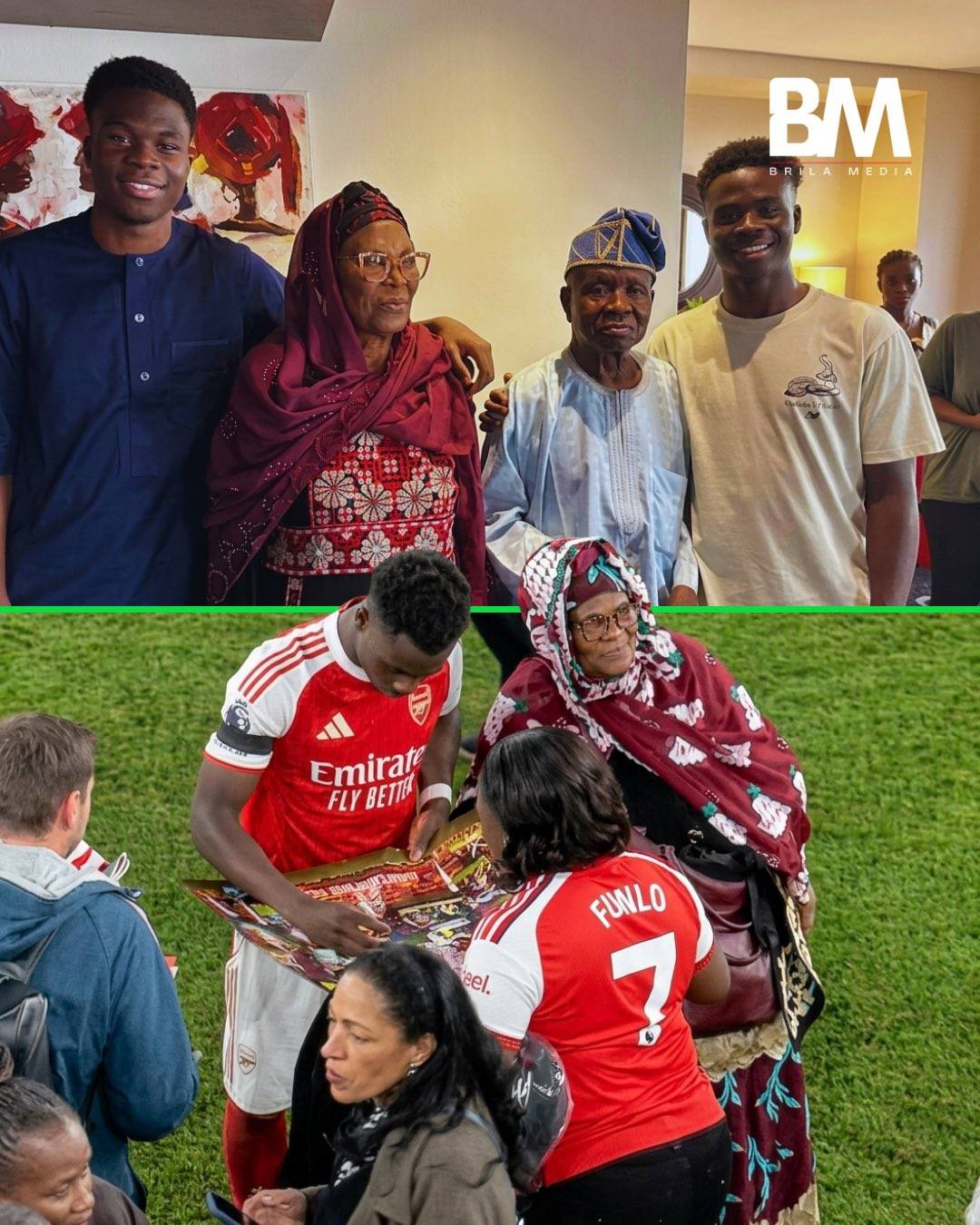 The moment Bukayo Saka re-united with her grandmother after Arsenal's win