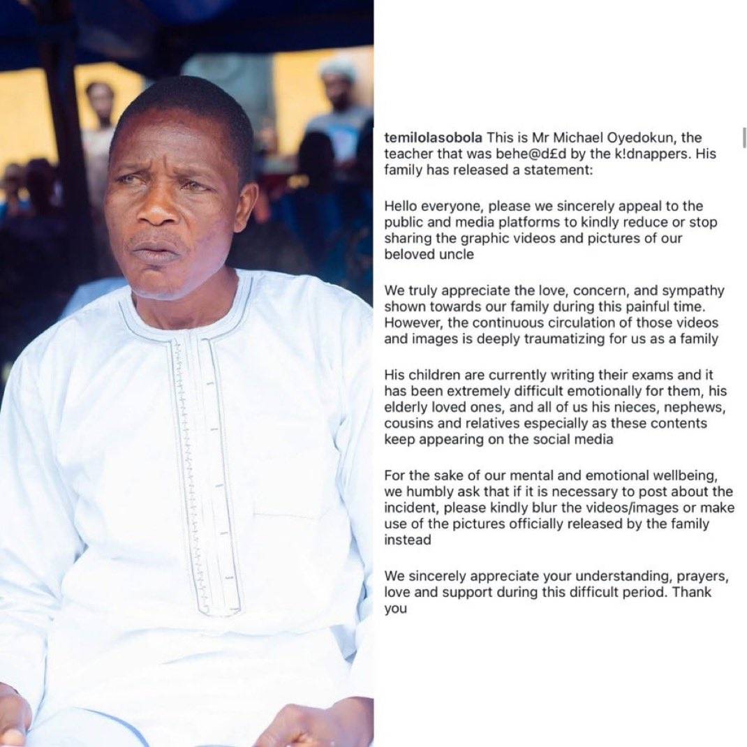 Family of the beheaded teacher has released an emotional statement, pleading with the public to stop...