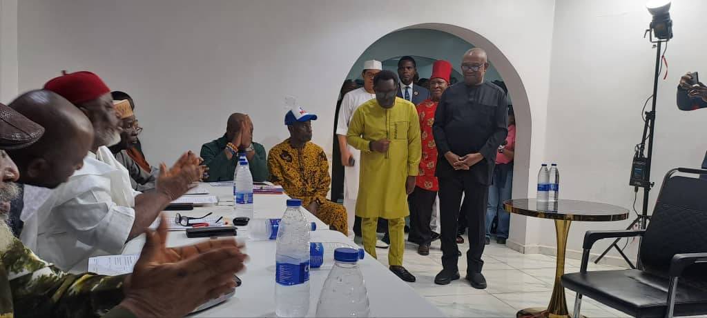 Peter Obi was at the NDC headquarters in Abuja for the party’s presidential screening exercise ahead...