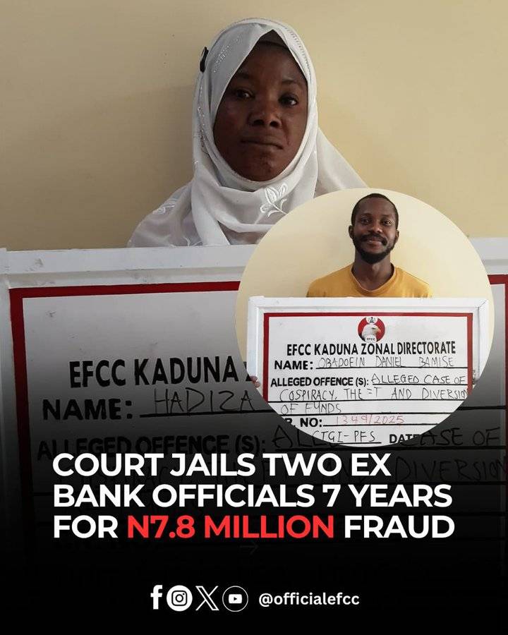 Kaduna Court Jails Two Ex-Bank Officials 7 Years for N7.8million Fraud
